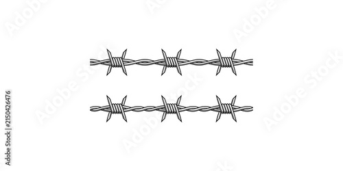 Cuadro en lienzo Barbed wire fences with metallic texture isolated on transparent background for security and prison concepts