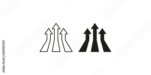 Multiple arrows pointing upwards in outline and solid black, symbolizing progress and growth.