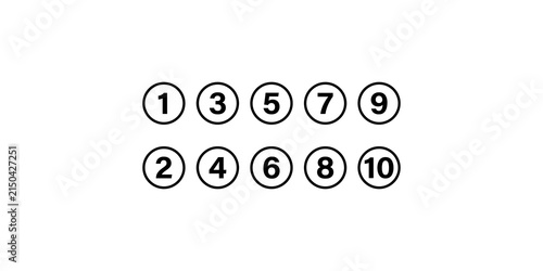 Fotografía Numbered list icons from one to ten in circular frames for step by step instructions