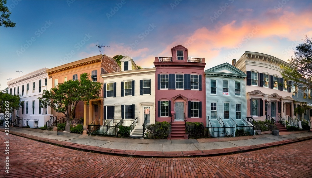 Fototapeta premium charleston south carolina row of old historic federal style houses on battery street usa