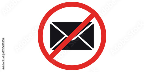 Obraz na płótnie Forbidden sign with black envelope symbol against transparent background representing no mail concept