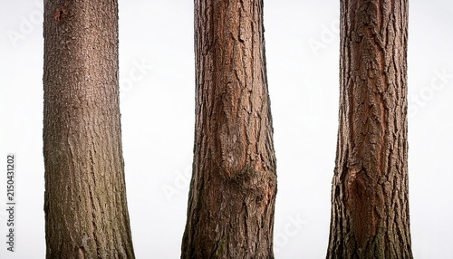 Three Tree Trunks On White Background Natural Wood Texture Forest Elements For Graphic Design Nature Themed Projects And Rustic Designs