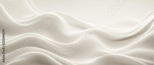 Abstract smooth off-white silk fabric wave motion background texture