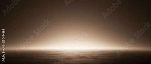 Dark brown warm glowing horizon floor product display background banner