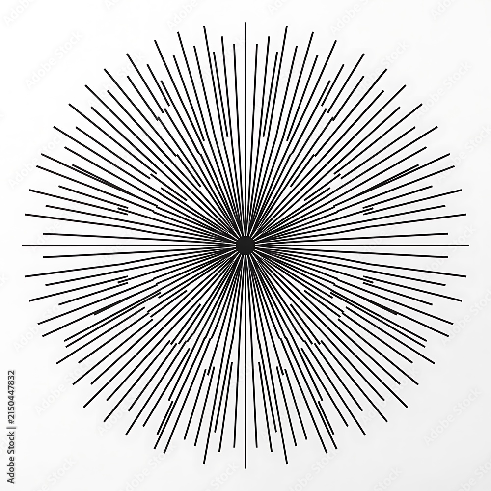 Fototapeta premium Abstract Starburst Radial Lines Art | Dynamic Black & White Explosion Design