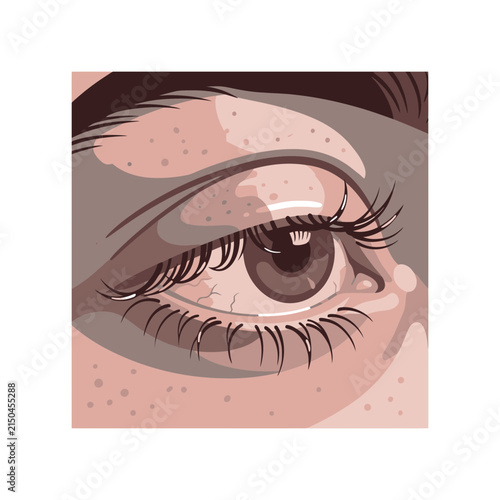 Detailed illustration of a bloodshot eye close up.