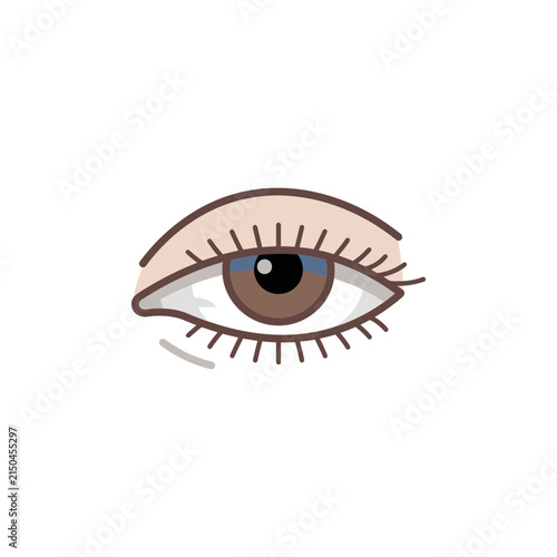 Hand drawn brown human eye graphic.
