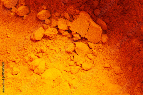 Turmeric powder natural spices as background.