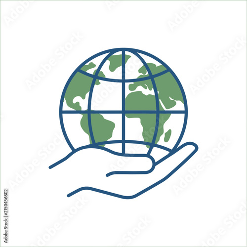 Hand holding a world globe.