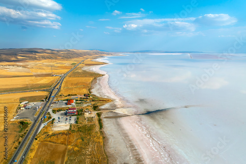 The beautiful colors of the Tuz Golu salt lake, Turkey. High quality photo