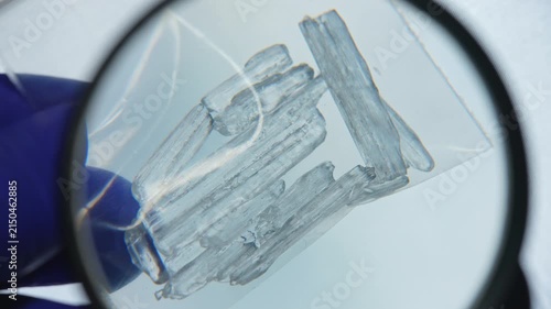 Fentanyl or meth is widely used stimulant in current drug trend. Methamphetamine mixed with fentanyl harms have increased in recent years. Illicit substance in plastic vacuum bag for transportation.