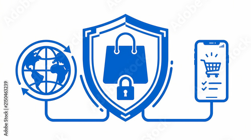 Secure Online Shopping Protection Global E commerce Safety Concept