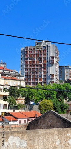 Cuadro en lienzo An abandoned high-rise building in Rijeka, Croatia, slated to be repurposed into micro-apartments for affordable housing, showcasing urban renewal, architecture renovation, and social development