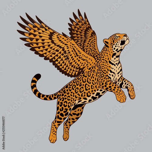 Majestic Winged Cheetah Fantasy Animal Illustration