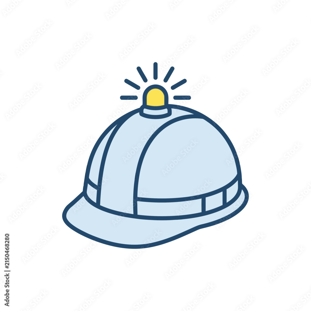 Fototapeta premium Industrial hard hat with yellow warning light.