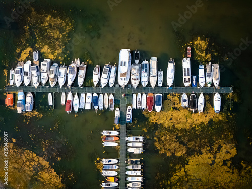 Aerial View of Boat Marina in Novi Sad During Severe Drought
