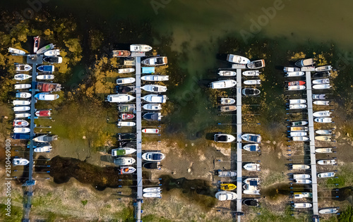 Aerial View of Boat Marina in Novi Sad During Severe Drought