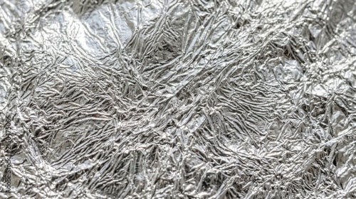 Abstract Silver Foil Texture Background Close Up Macro Shot.