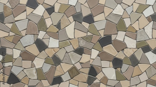 Abstract Mosaic Pattern of Irregularly Shaped Stone Tiles.
