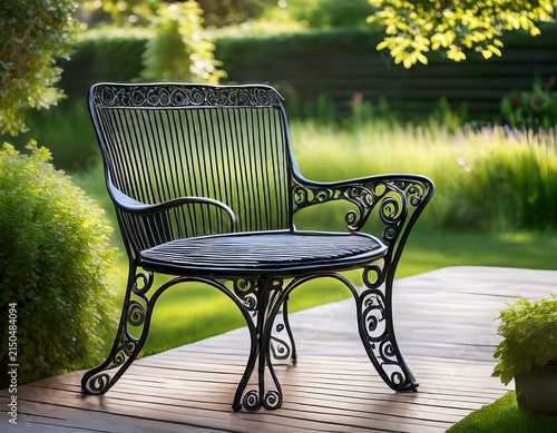 wrought cast iron chair in the garden black color wrought iron chair garden outdoor furniture black metal classic