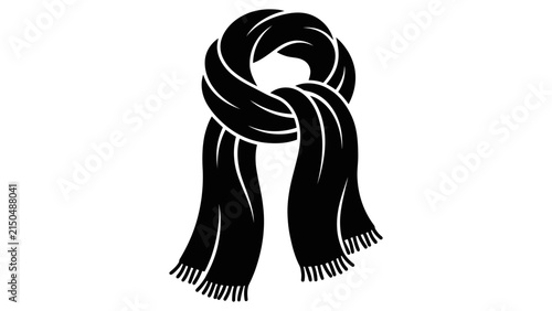 Black winter scarf vector illustration, simple silhouette design for clothing and accessories.