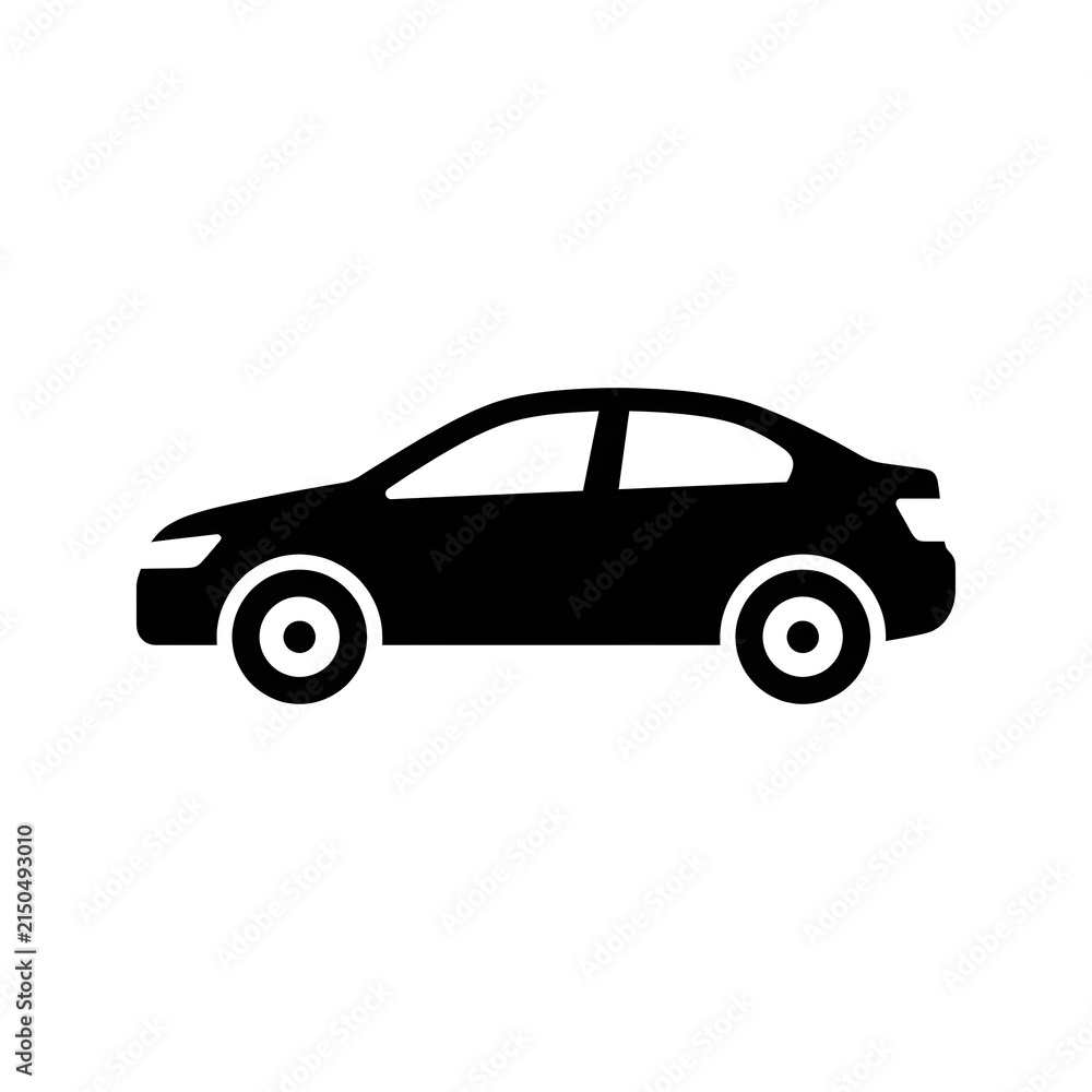 Obraz premium Black vintage car on white background with shadow.