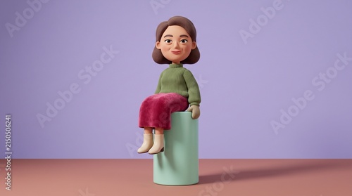 Sculptural Tiny Torso Figure Seated on Mint Pedestal