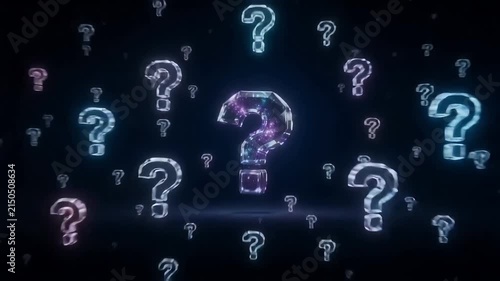 Glowing question mark pattern design for uncertainty and problem solving concept background