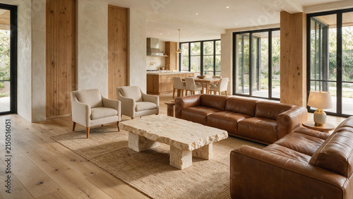 Wabi Sabi Living Room Kitchen with Clay Decor