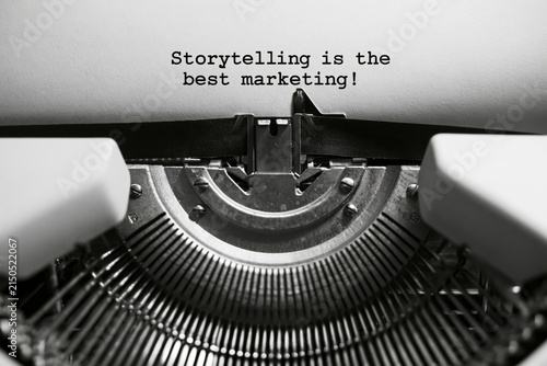 Typewriter with a vintage storytelling message for business marketing strategy
