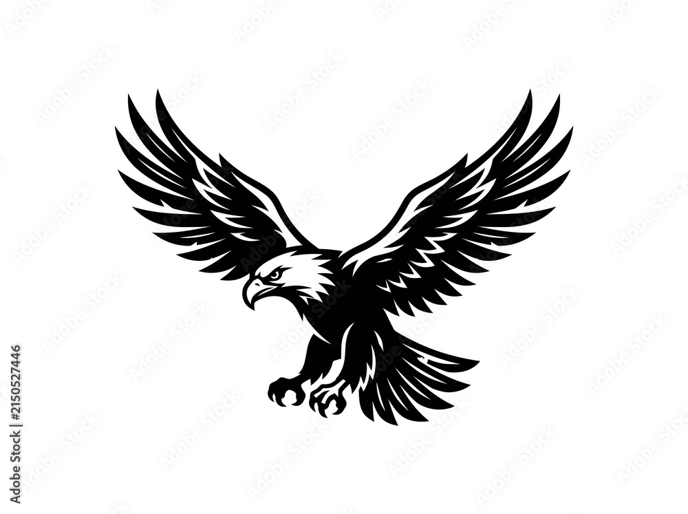 Fototapeta premium Bold Black and White Graphic Eagle Mascot Vector Illustration for Sports Teams and Business Logos