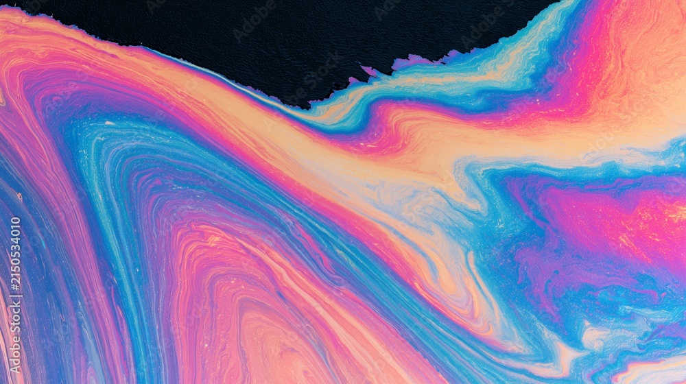 Obraz premium Vivid Petroleum Sheen beside Black Water Copy Space