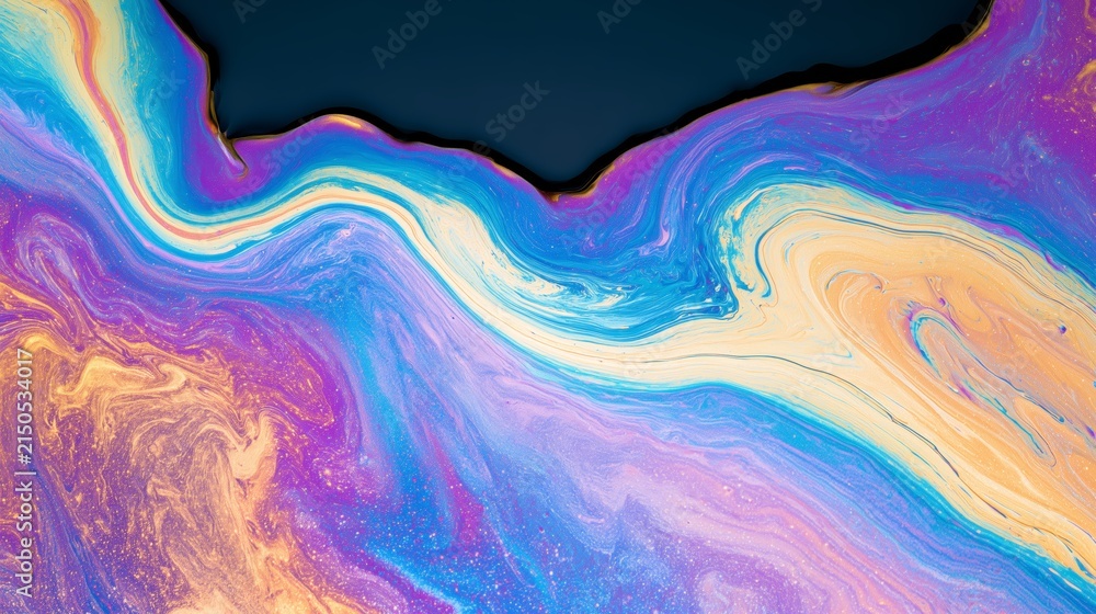 Fototapeta premium Abstract Iridescent Pollution with Flowing Color Bands