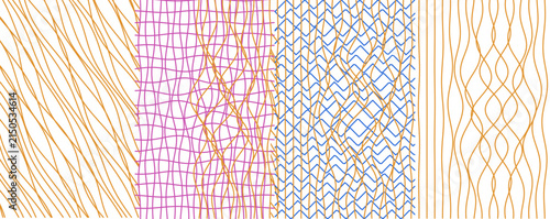 Abstract decorative background with interweaving wavy and geometric zigzag line patterns, abstract