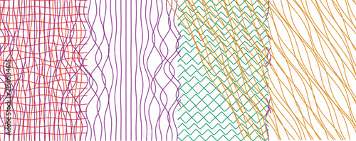 Abstract geometric pattern with colorful wavy and zigzag lines on white background abstract geometric