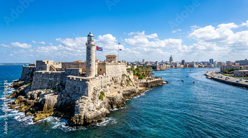 Castillo del Morro Havana Cuba Historic Lighthouse and Cityscape Aerial View