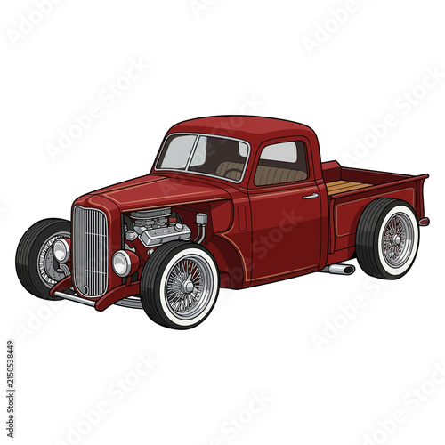 Vintage Hot Rod Pickup Truck, Classic Automobile, Custom Vehicle, Retro Design