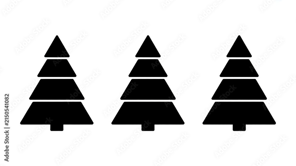 Fototapeta premium Set of three minimalist black evergreen tree icons for festive winter season design