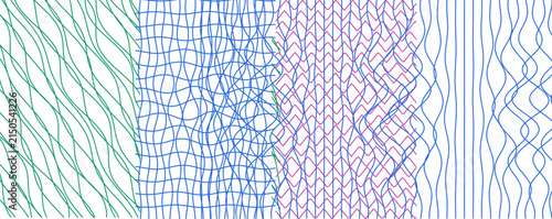 фотографія Abstract digital graphic background with interwoven wave lines and geometric gri