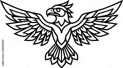 Minimalist outline illustration of a majestic eagle with wings spread wide.
