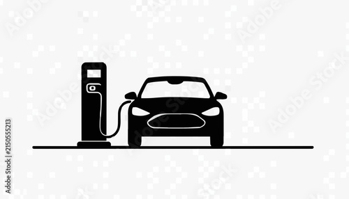 Electric Vehicle Charging Station Icon – EV Car Charging Vector Illustration