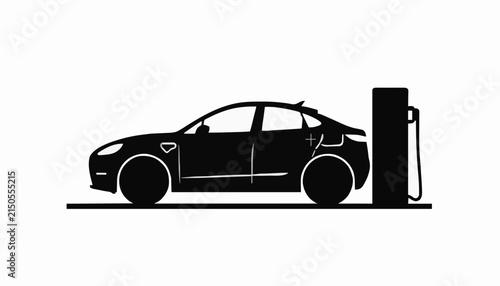 Electric Vehicle Charging Station Icon – EV Car Charging Vector Illustration