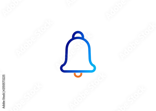 A clear and simple notification bell icon in blue and orange, perfect for digital interfaces and alerts. This graphic represents communication and important updates