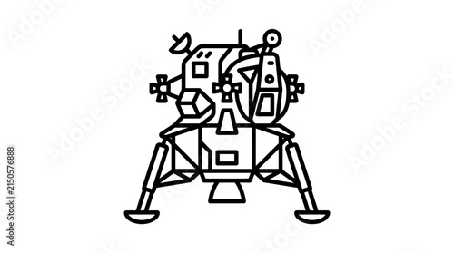 Stylized spacecraft lunar lander icon with geometric design