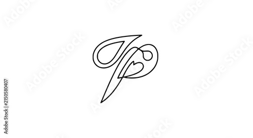 Elegant Calligraphic Letter P Logo Design, Monoline Script Alphabet Icon