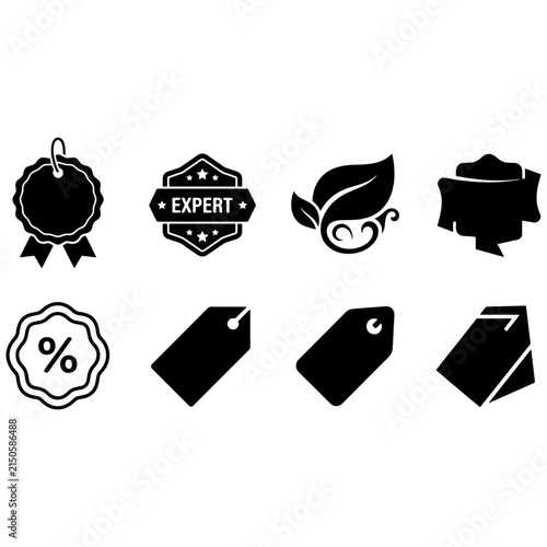 Set of various price tags and discount labels icons