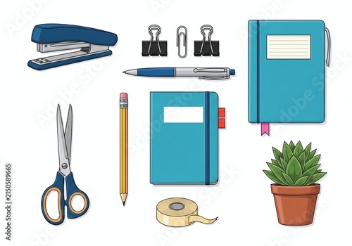 Modern home office workspace essentials collection.