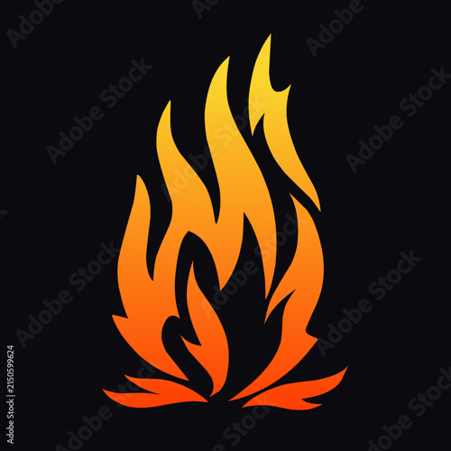 Stylized Fire Flame Illustration with Gradient on Black Background