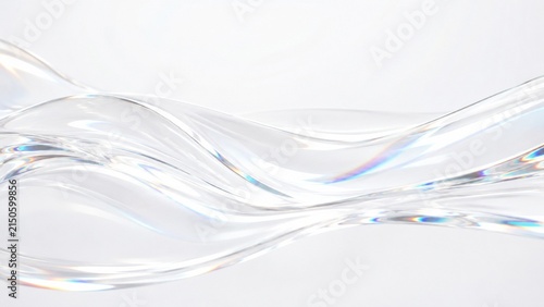 Transparent white glass wave background with elegant flowing hig