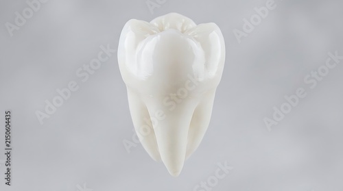 Realistic model of a human molar tooth against a gray background